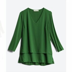 Michael Kors Green V-Neck Women's Top, S, New Without Tags